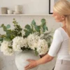 p003_g2 Eucalyptus & White Hydrangea Faux Arrangement