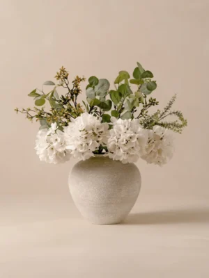 Eucalyptus & White Hydrangea Faux Arrangement
