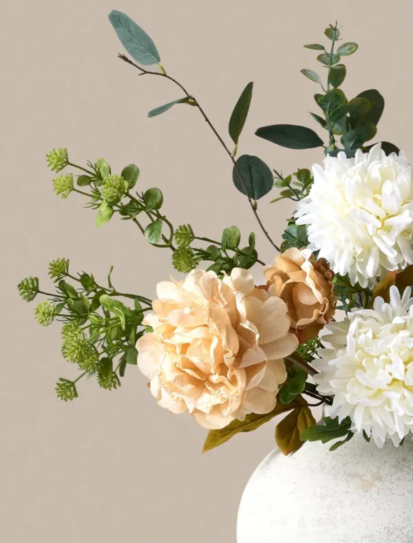 p058_g3 Cream Peony & Eucalyptus Faux Arrangement