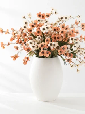 Peach & White Wildflower Faux Bouquet (12 Stems)